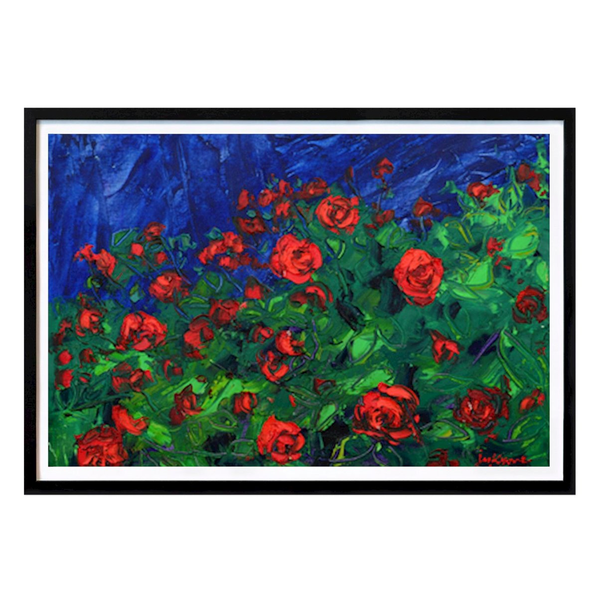 Botanical Poster: Crimson Blooms Against A Midnight Sky by Jukyong Park