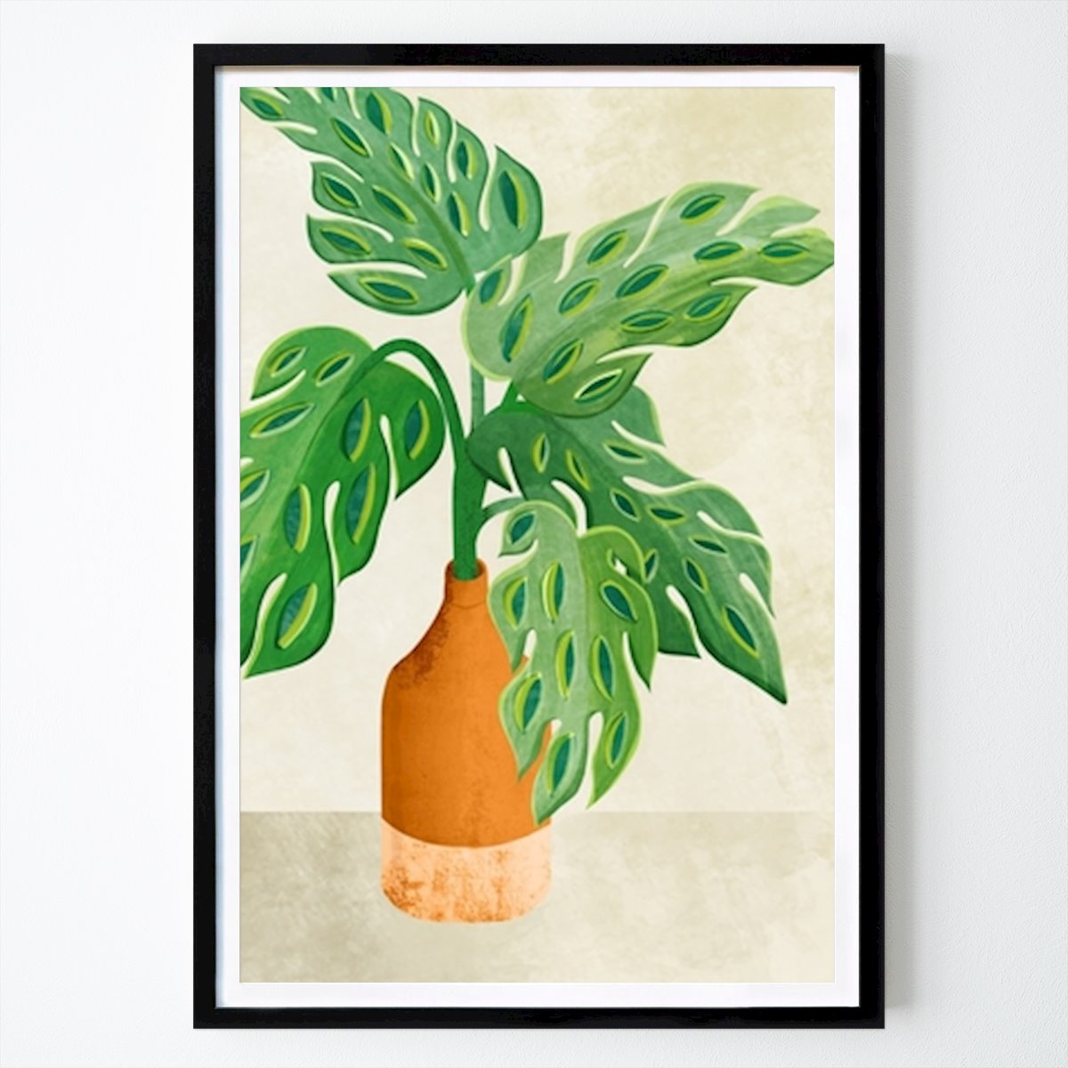 Botanical Poster: Botanical Serenity: Monstera in a Rustic Vase by Kristian Gallagher