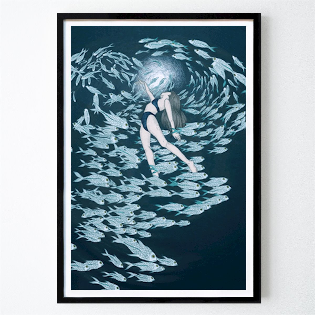Illustration Poster: Underwater Dance: Embracing The Ocean's Rhythm by EC Mazur