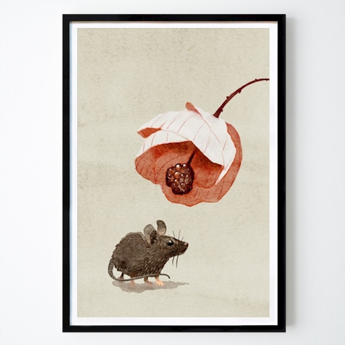 Retro & Vintage Poster: Lekfullt möte: Mus och blomma av Katie O'Shea