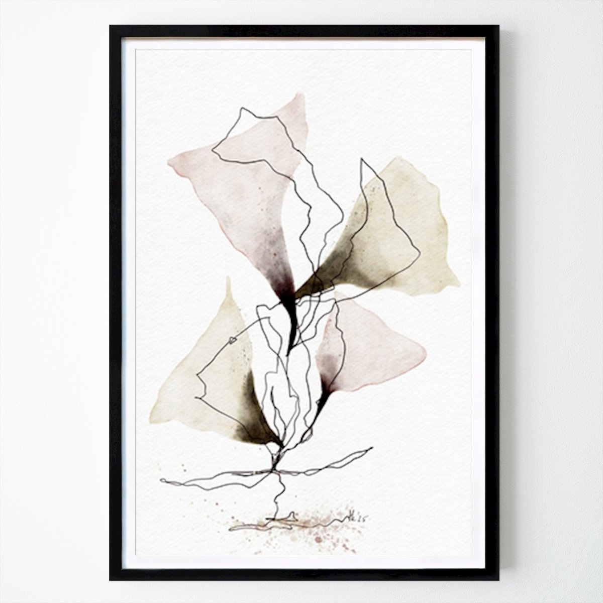 Abstract Poster: Abstract Elegance: A Dance of Lines and Watercolors by Ankie Kooi