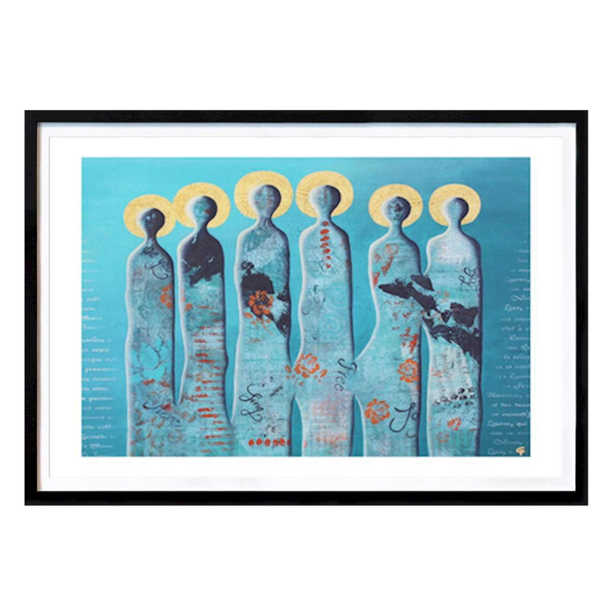 Abstraktes Poster: Himmlische Gestalten: Eine moderne Interpretation von Spiritualität von Carolina Gårdheim