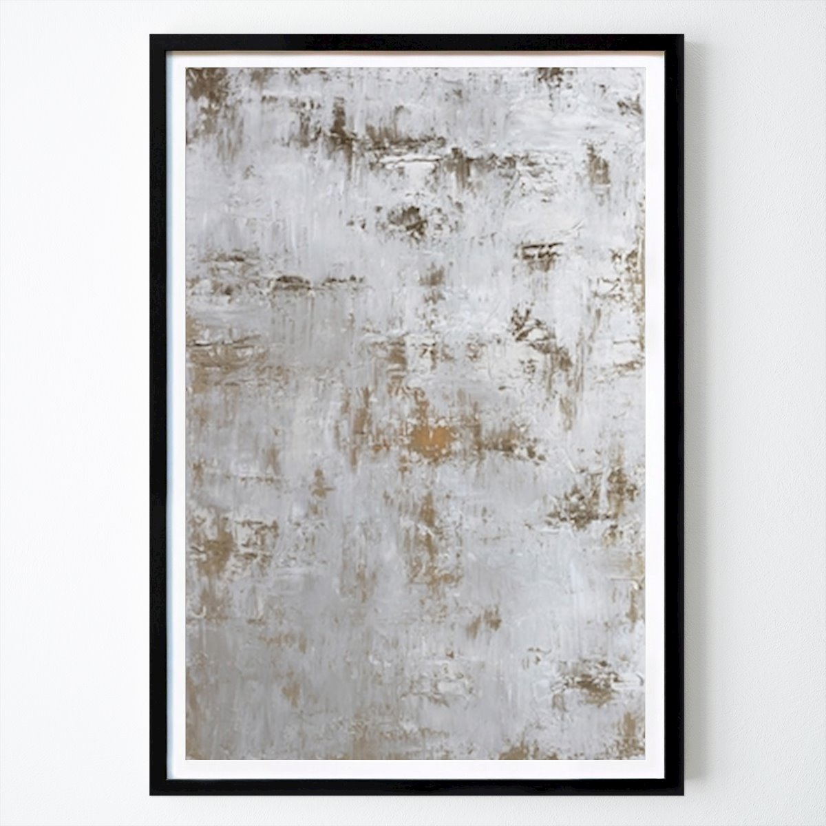 Abstract Poster: Whispers of Minimalism: A Study in White and Gold by Anete Purina-Purite