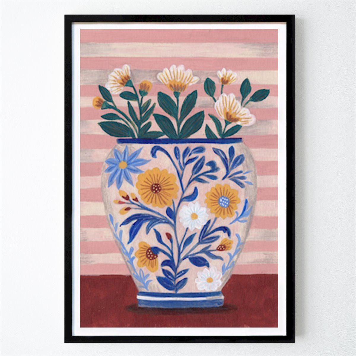 Fleurs & Plantes Affiche: Élégance florale fantaisiste : une illustration vibrante de vase par Caroline Bonne Müller