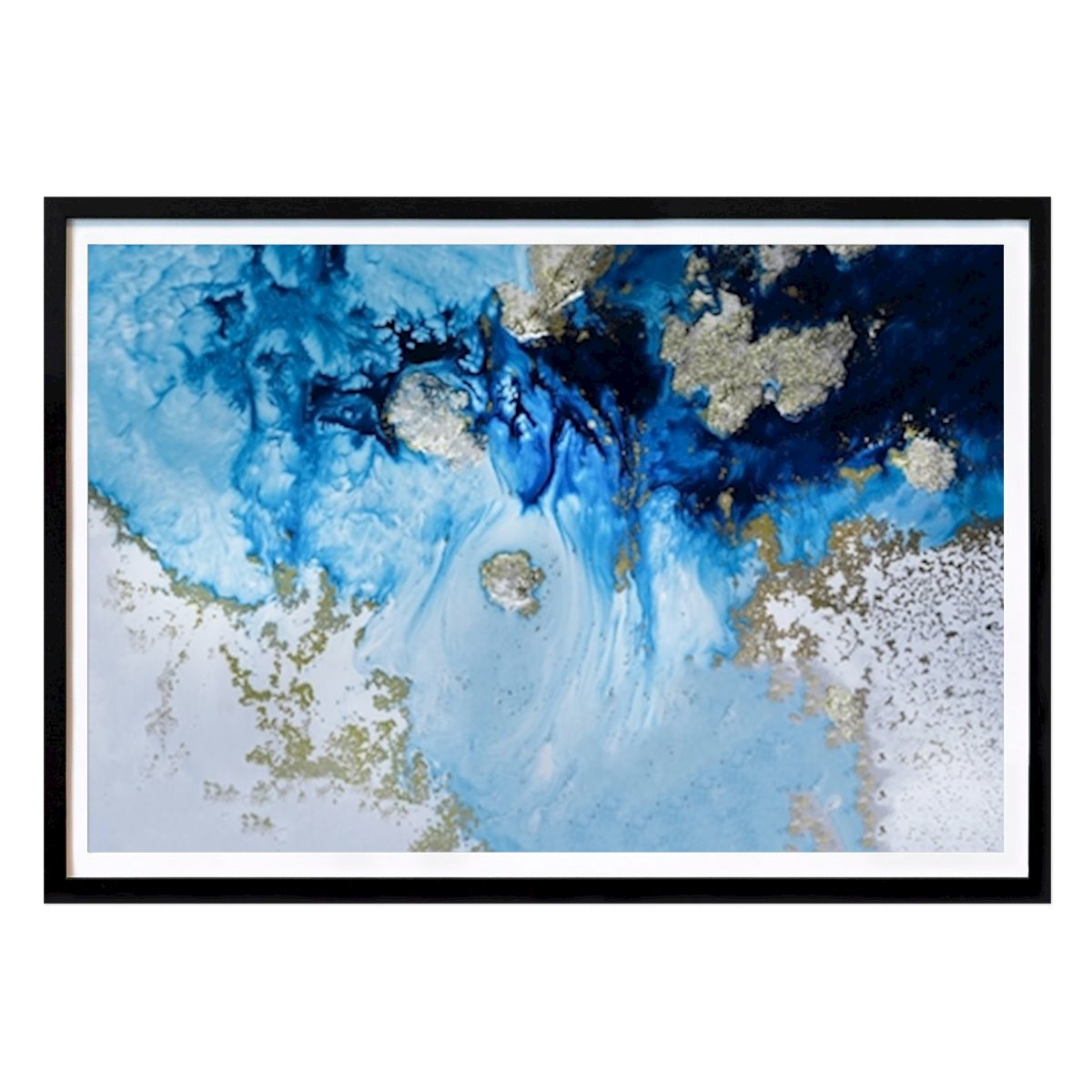 Abstract Poster: Oceanic Dreams: A Splash Of Blue And Gold by Petra Meikle de Vlas