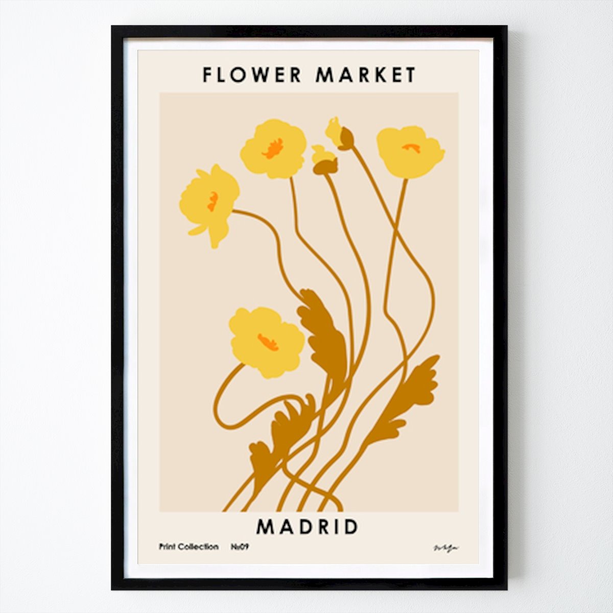 Botanical Poster: Vibrant Blooms: Madrid Flower Market Art Print by NKTN