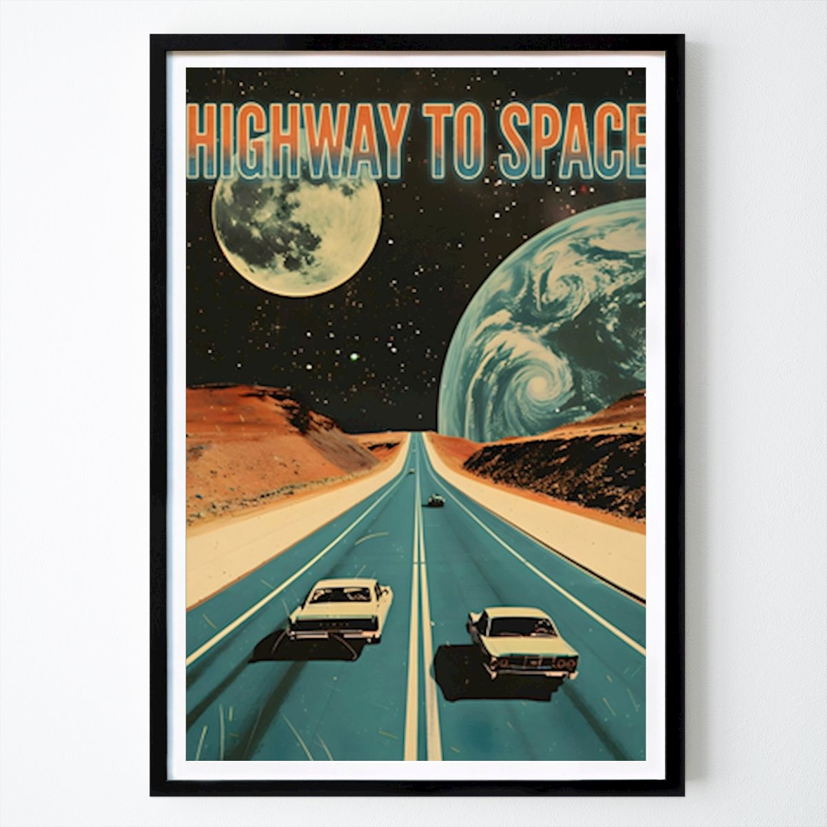 Retro & Vintage Poster: Highway to Space: A Retro Journey Beyond the Stars by Grzegorz Cegła