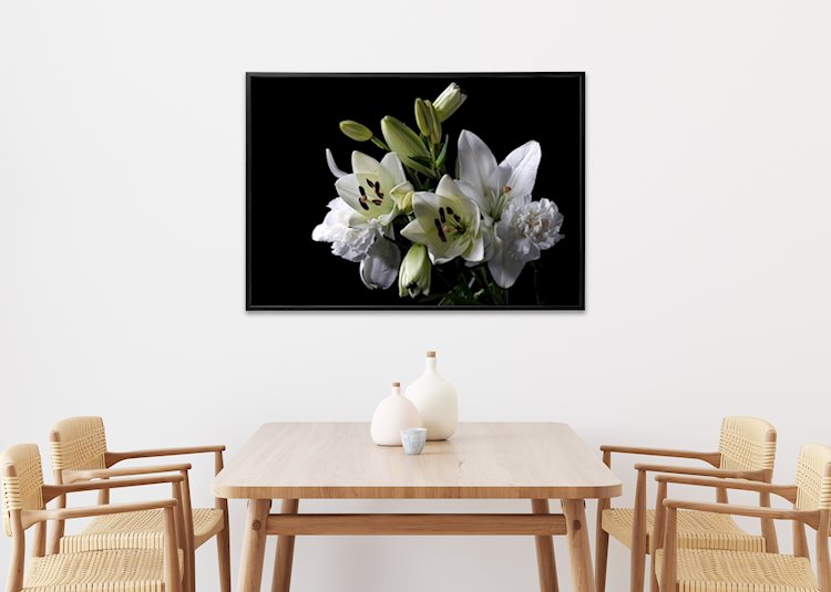 Isse pop oprejst Hvide blomster II plakat af Armi Lappalainen - Printler