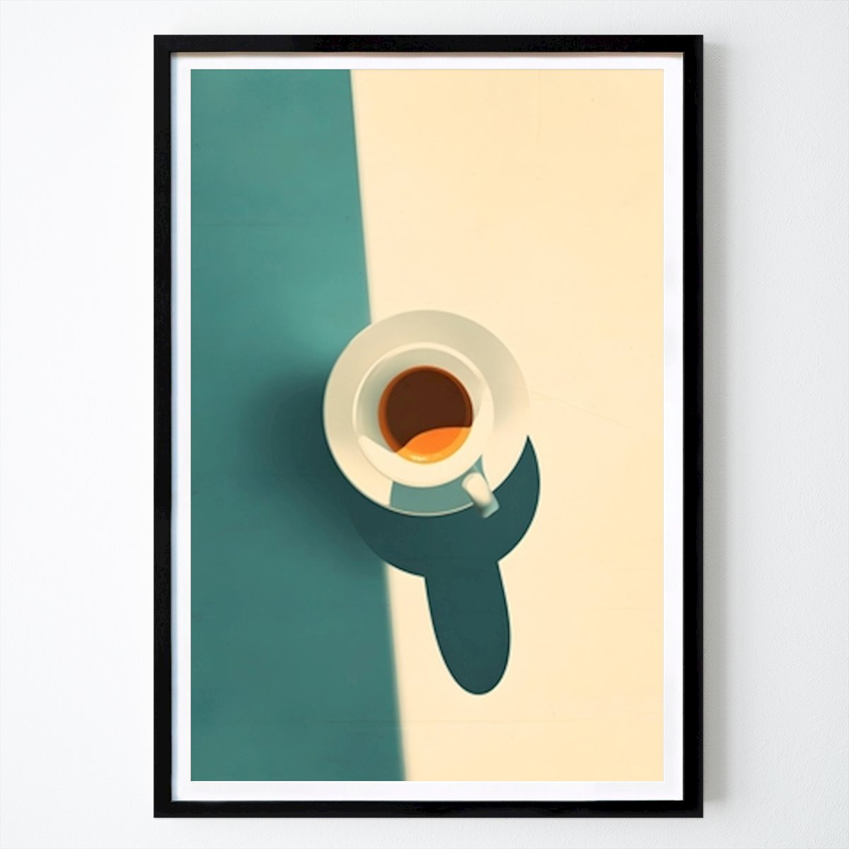 Morning Light Brew: Ein minimalistischer Kaffee-Moment Poster von Drdigitaldesign – Küchen Wandbild – Printler