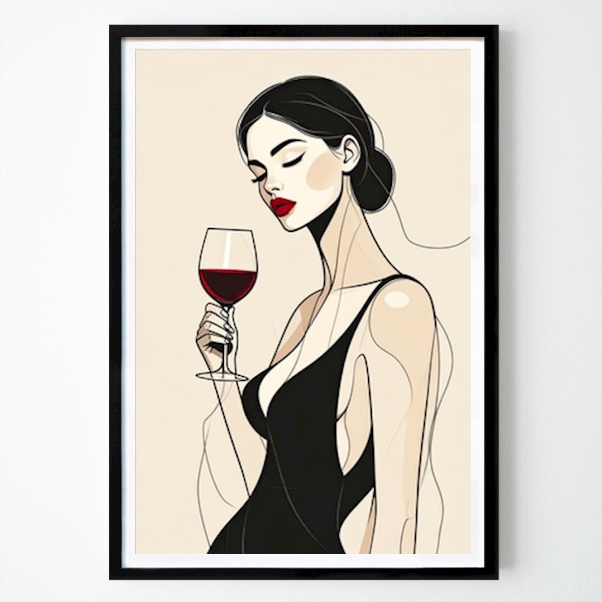 Illustration Poster: Elegance in Red: A Toast to Sophistication by Katharina Fetisov