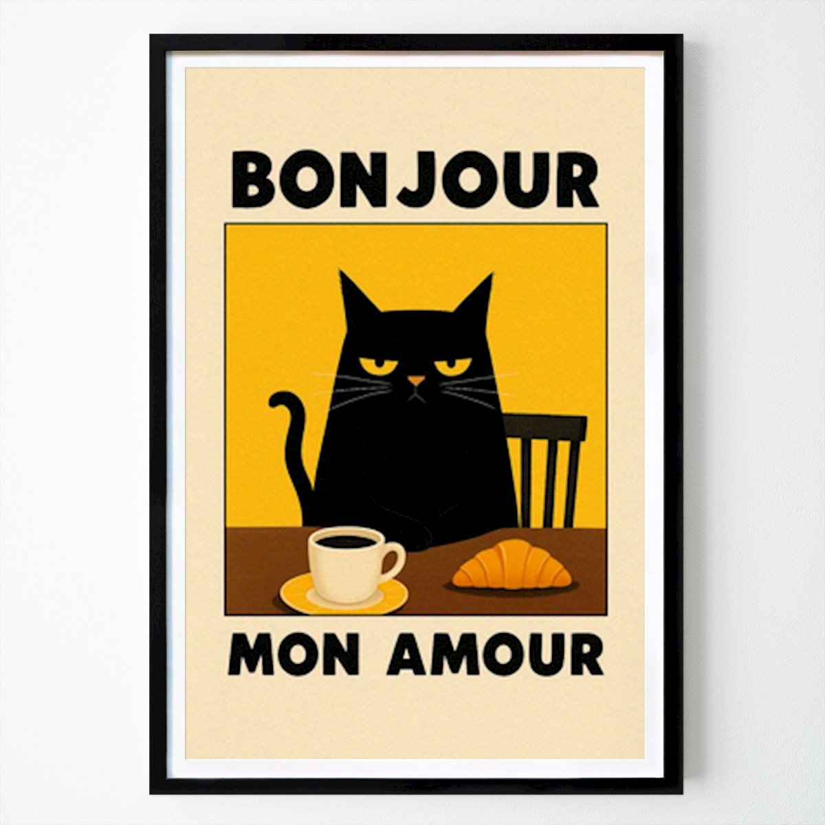 Cuisines Affiche: Bonjour Mon Amour: A Chic Cat Café Scene par StudioBakkery