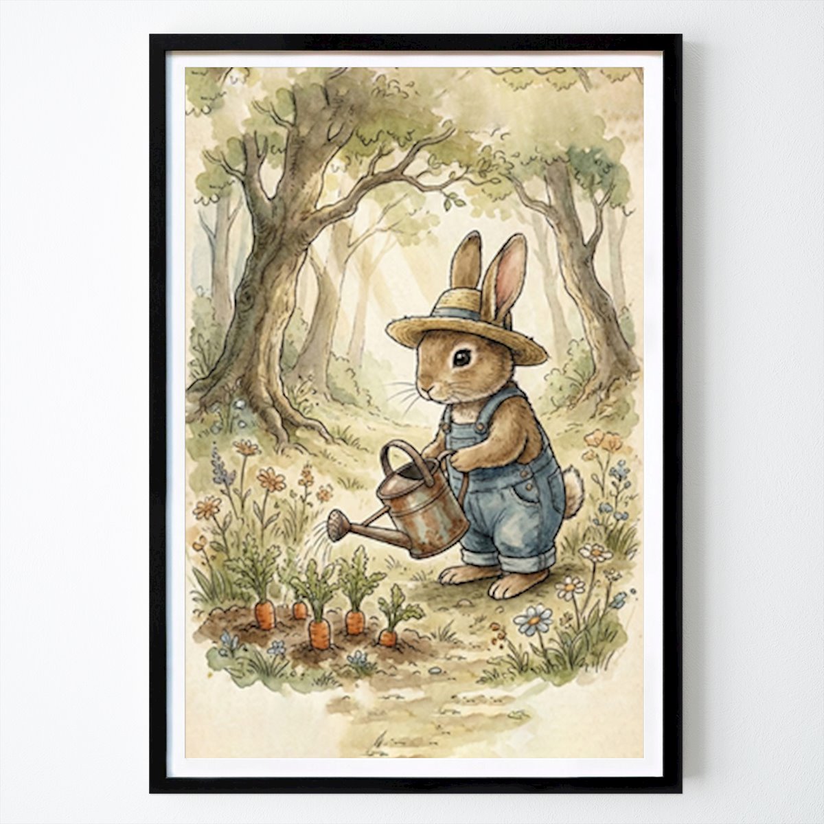 Illustration Poster: The Gardening Bunny by Johan Moeschlin