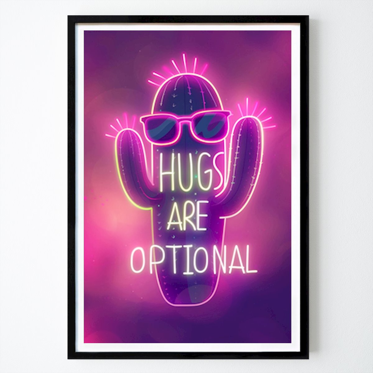 Illustration Poster: Chill Vibes: Hugs Are Optional with a Neon Cactus by Steffen Gierok