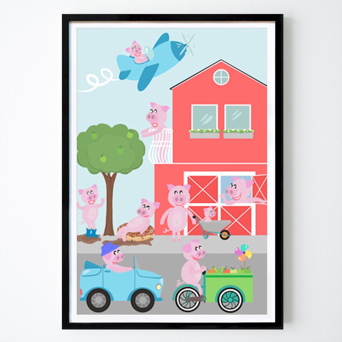 Voiture Affiche: Trois (ou plusieurs) petits cochons par Maria Skougaard Andersen