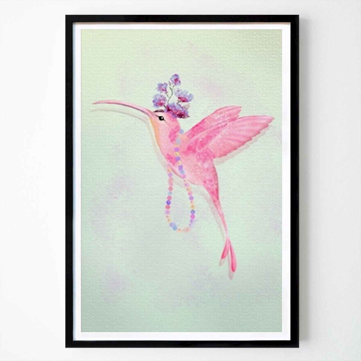 Botanical Poster: Too Much - Pink Hummingbird by Sara Johansson