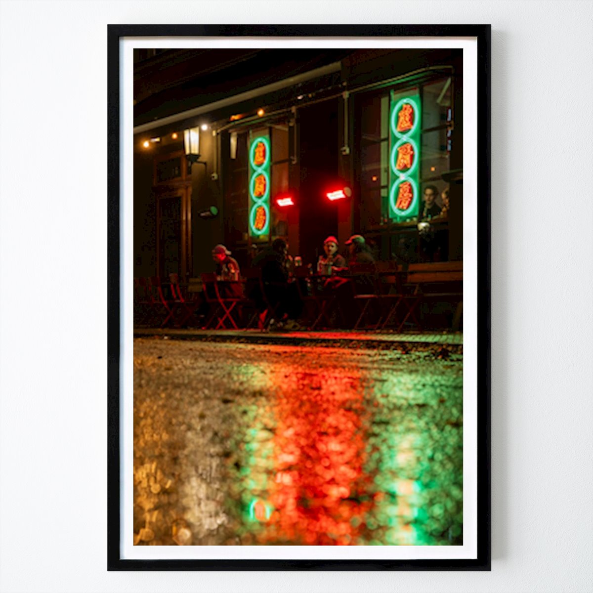 Places & Cities Poster: Neon Reflections: A Rainy Night in the City by Magnus Nilsson