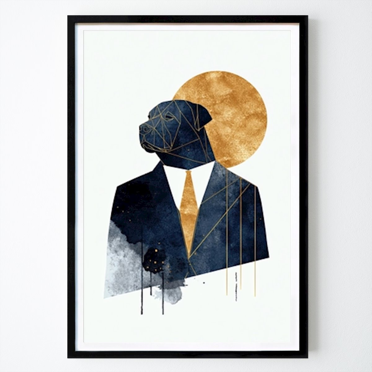 Abstract Poster: Dog Portrait with Golden Sun by Bauhaus Animals