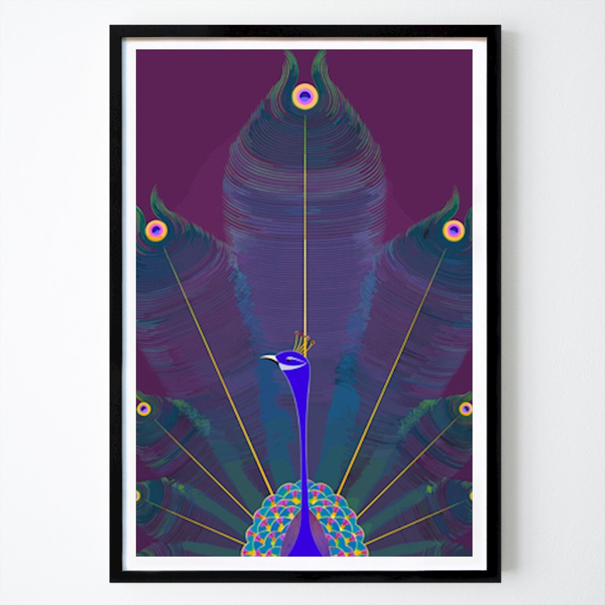 Illustration Poster: Digital Peacock: A Vibrant Display of Fractal Art by Jhony black