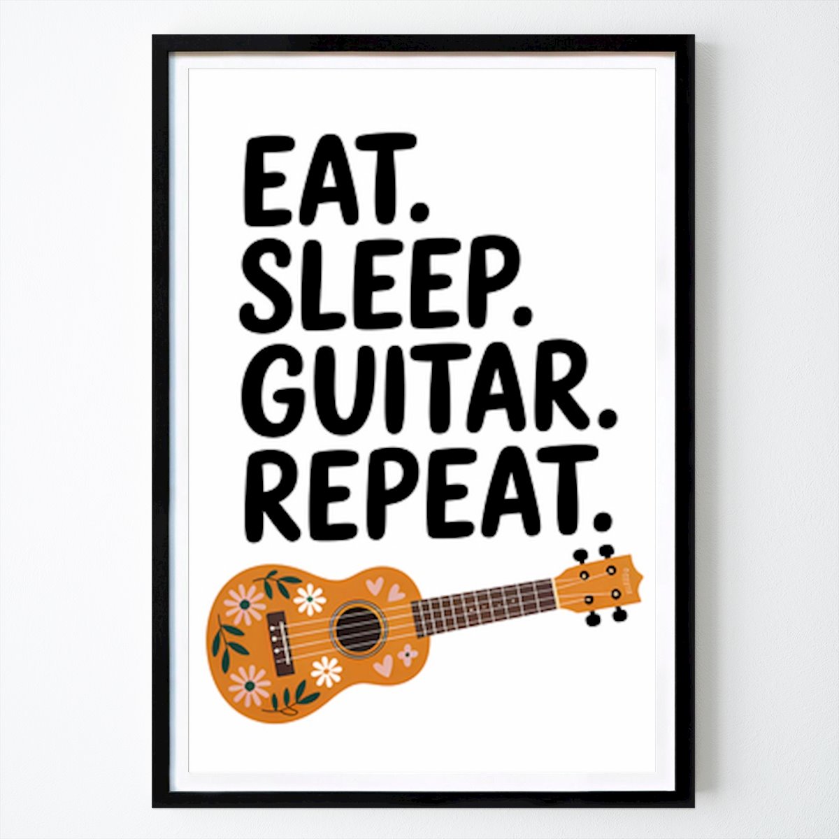 Musik Poster: Ein akustisches Leben: Lustige Gitarren- und Ukulele-Zitatkunst von DupoSott