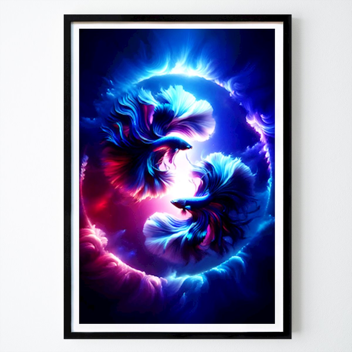 Abstrato Poster: Dança Cósmica do Betta: Um Encontro Celestial de Coconut Young