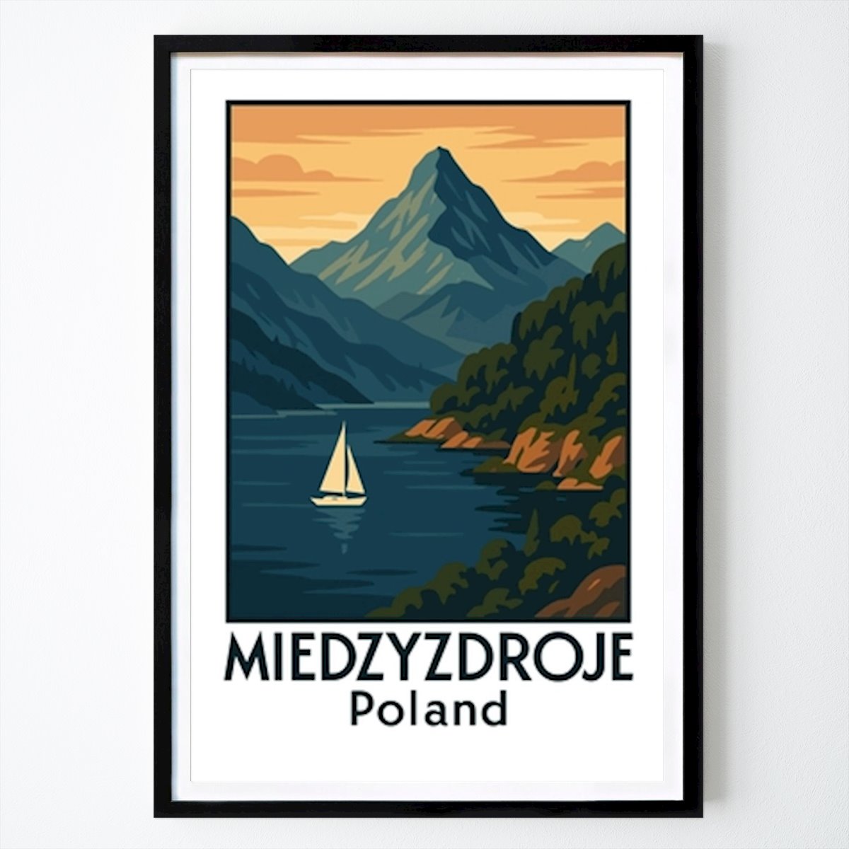 Retro & Vintage Poster: Vintage Travel Miedzyzdroje Poland Landscape by Vicky Hanggara