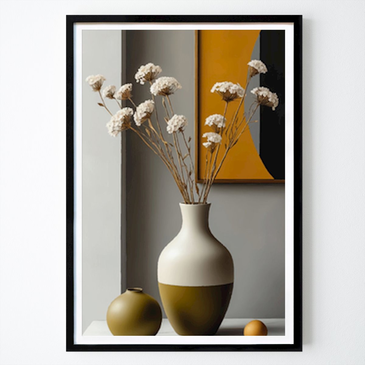 Botanical Poster: Modern Minimalist Still Life with Elegant Vases and Dried Flowers by Sabela Anindia