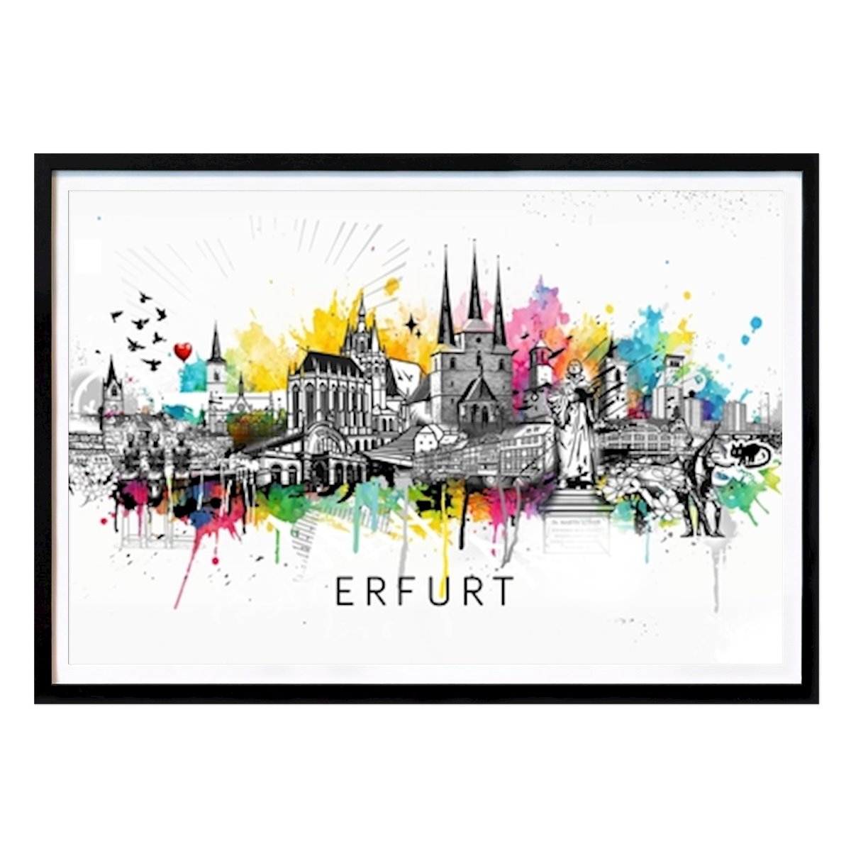 Illustration Poster: Erfurt Skyline Street Art by Marko Kurth, Heimatkiosk