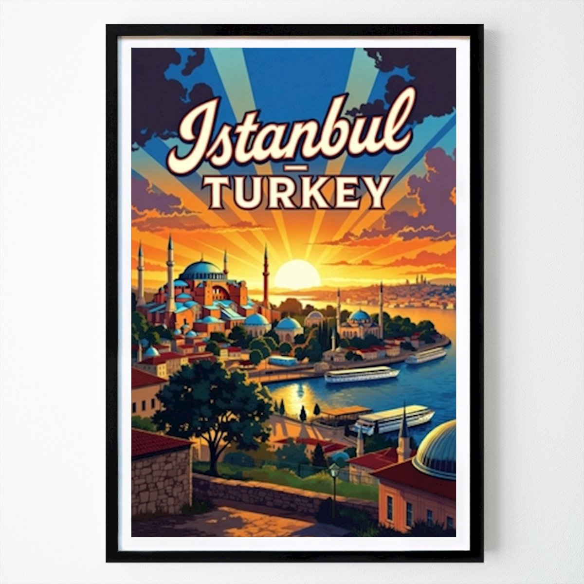 Retro & Vintage Poster: Sunset Over Istanbul: A Vintage Travel Poster by Uzi Quroy