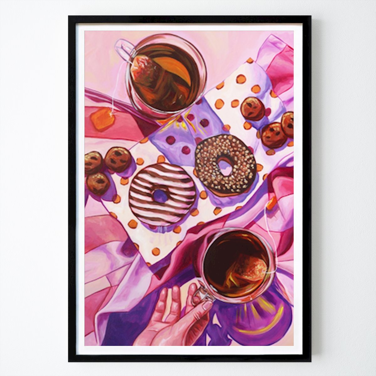 Keuken Poster: Sweet Serenity: Een kleurrijke thee- en lekkernij van Anna Zdanowicz