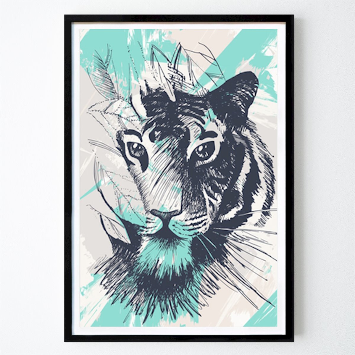 Illustration Affiche: Élégance féroce : portrait abstrait du tigre par Marika Barsrsind