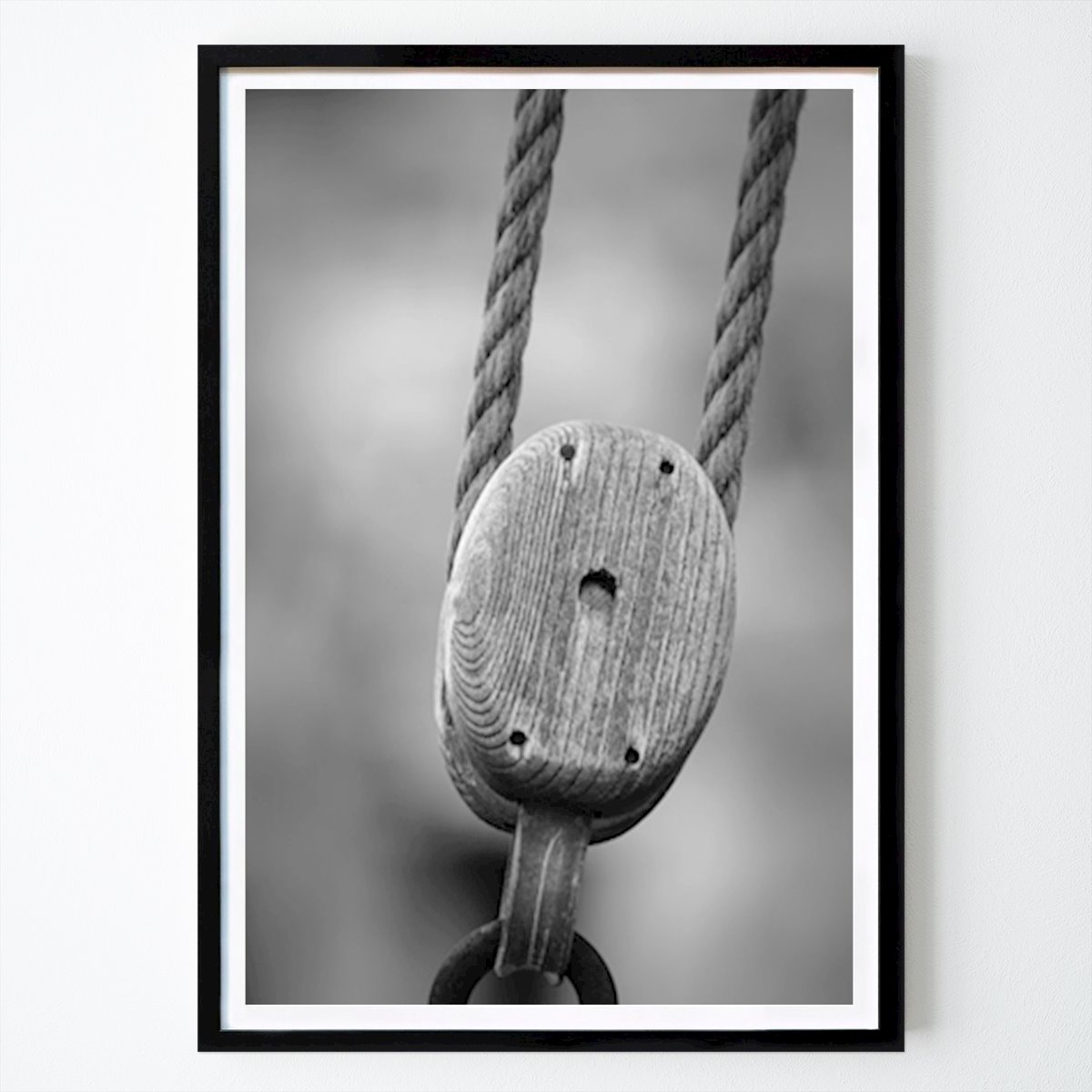 Schwarz-Weiß Poster: Hebezeug und Seil von Hans Petter Birkeland
