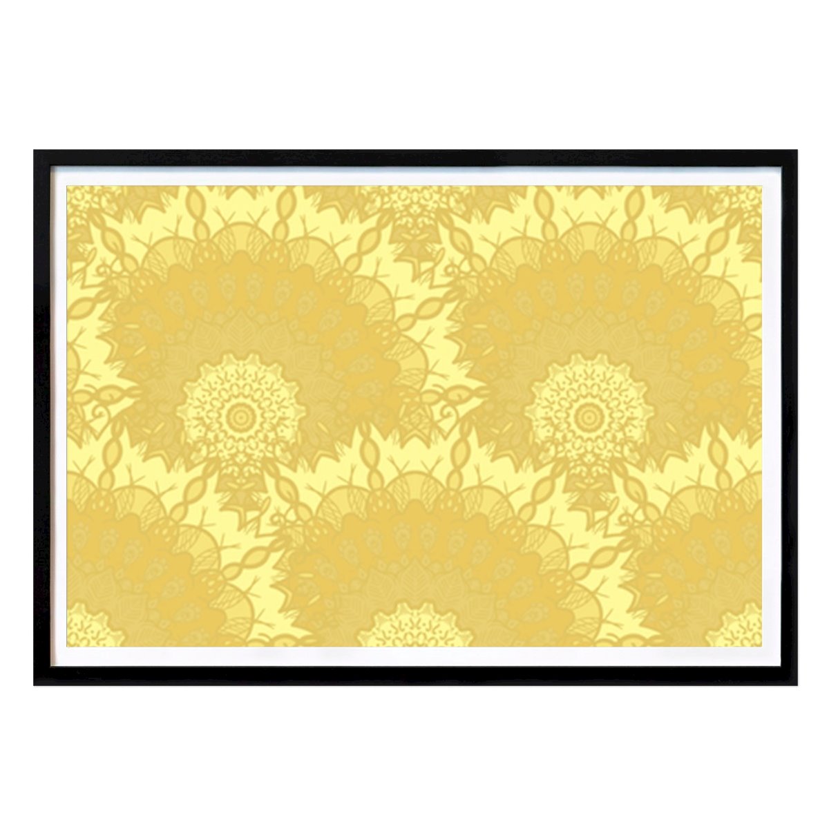 Abstraktes Poster: Golden Mandala Elegance: Ein dezentes Blumenmuster von Marika Barsrsind