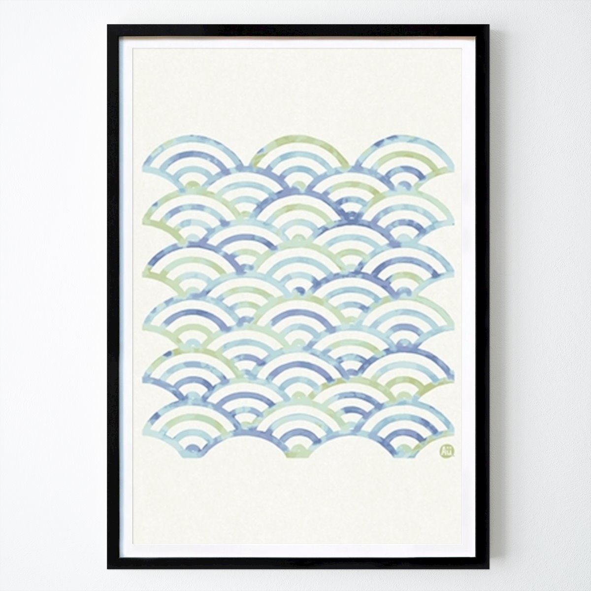 Abstract Poster: Serene Waves: A Modern Take on Traditional Japanese Patterns by Aia Ueno