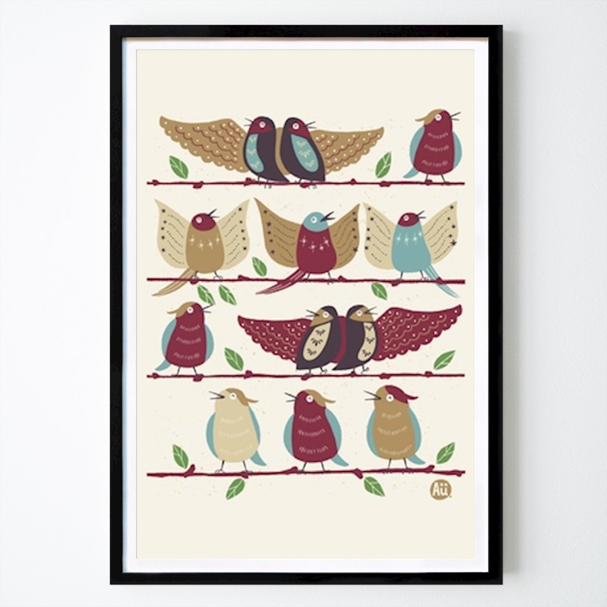 Illustration Affiche: Défilé d’oiseaux fantaisiste : une démonstration colorée d’art aviaire par Aia Ueno