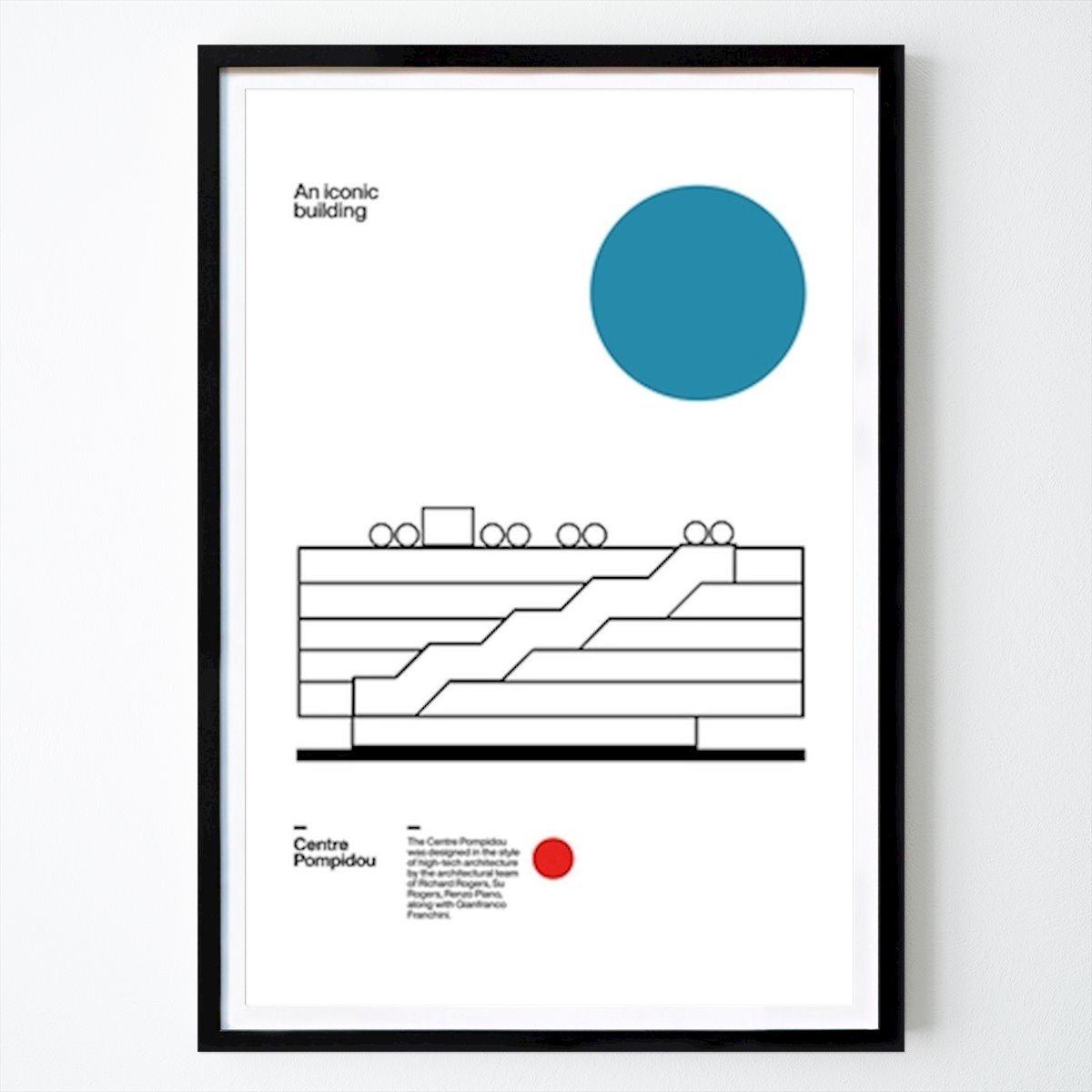 People & Portrait Poster: Minimalist Tribute To The Centre Pompidou by David Vineïs