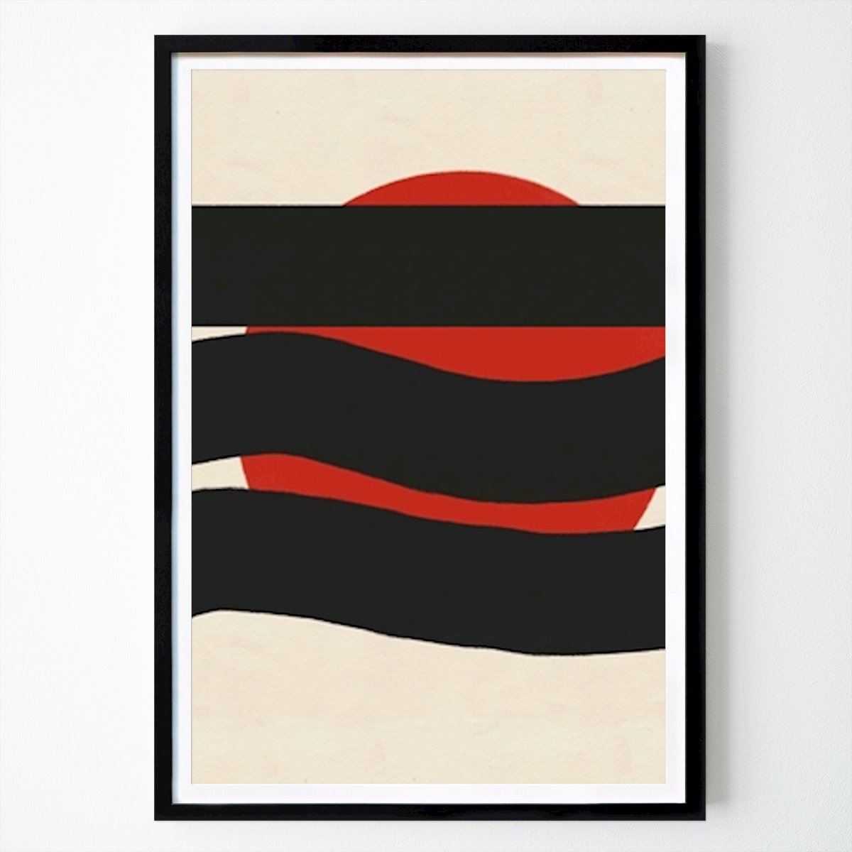Abstract Poster: Abstract Waves with Rising Sun: A Modern Take on Japanese Aesthetics by Deepthi s