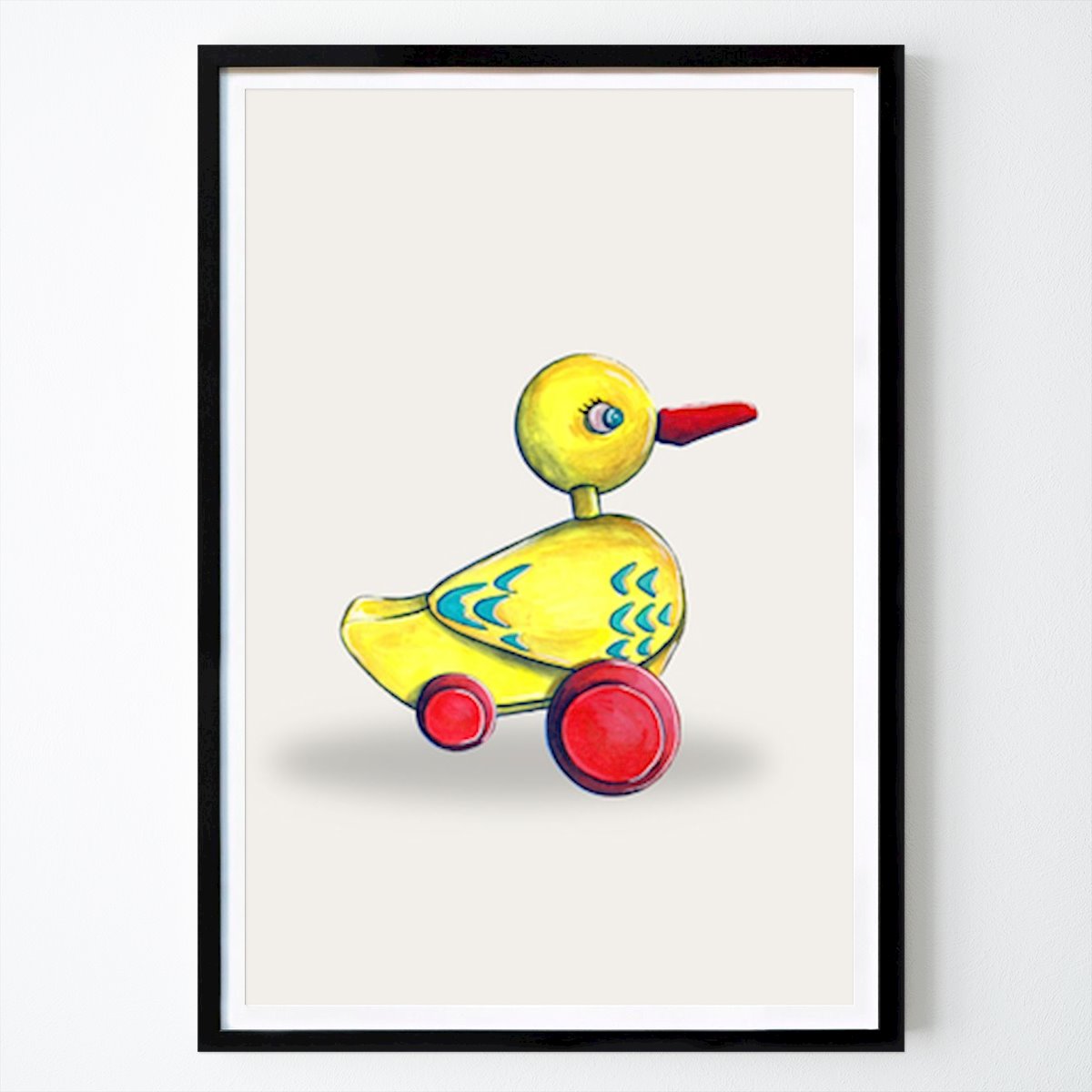 Kids Room Poster: Classic Pull-Along Duck Toy: A Nostalgic Childhood Icon by Renee Machan Cottagecore Artist