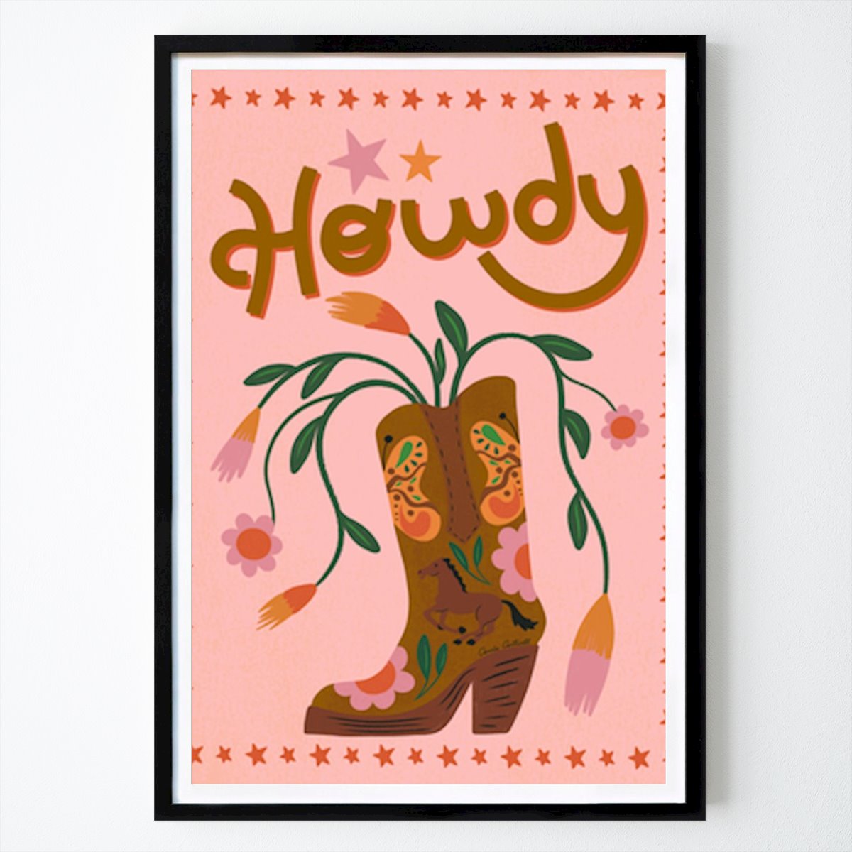 Rétro & Vintage Affiche: Howdy Boots : Un Accueil Western Fantaisiste par Carrie Cantwell