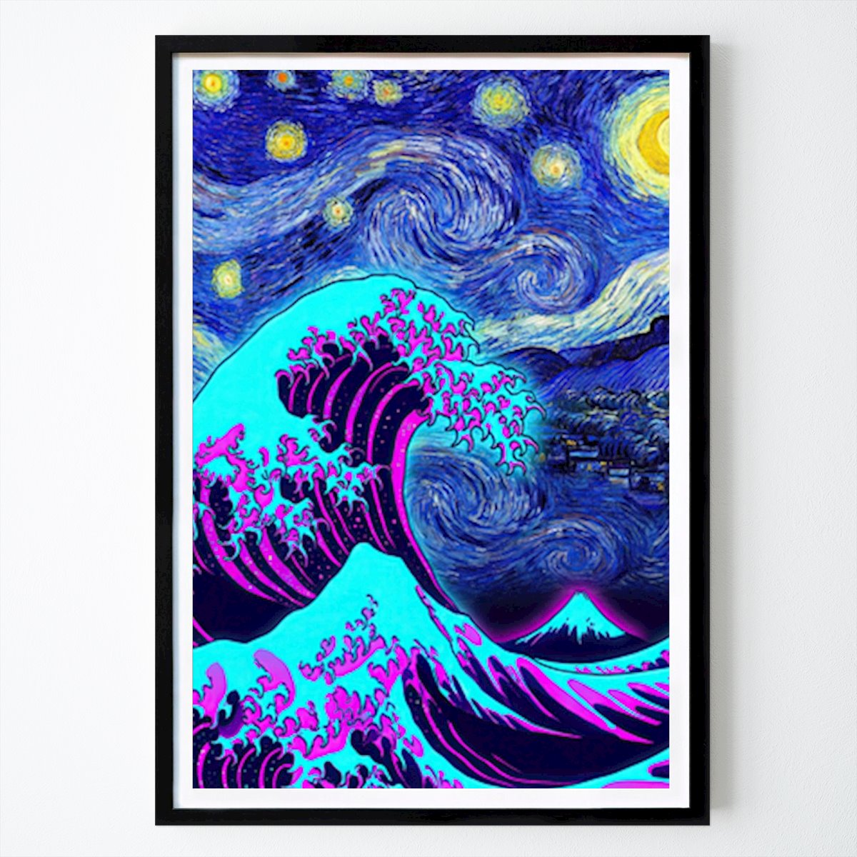 Artistic Poster: Starry Night Wave: A Fusion of Van Gogh and Hokusai by Budikrekhet