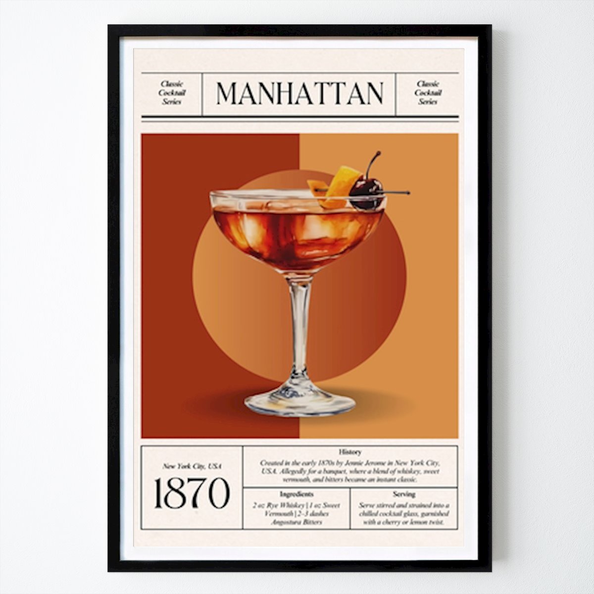 New York Poster: Vintage Manhattan Cocktail – Classic 1870s New York Elegance von Yanggara