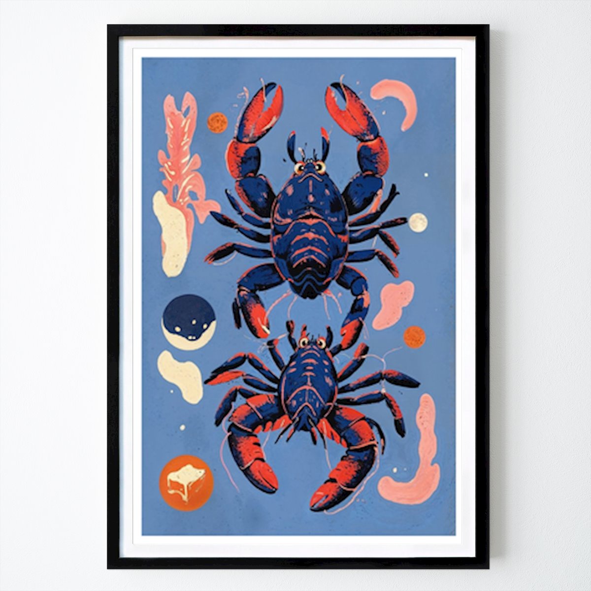 Abstrait Affiche: Merveilles sous-marines : une illustration vibrante de homard et de crabe par THE MIUUS STUDIO