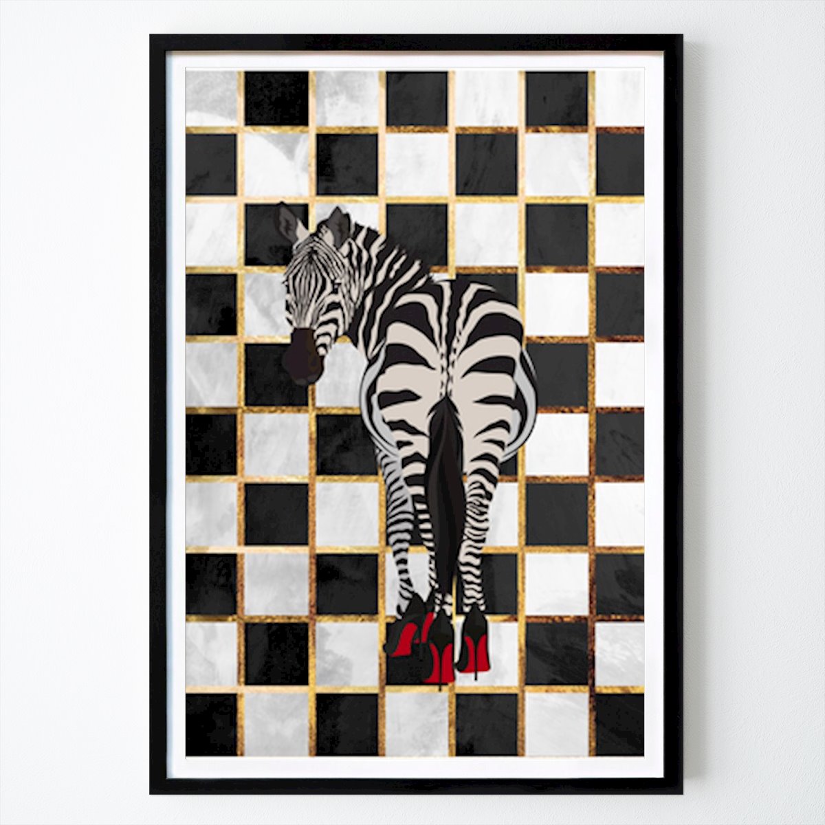 Artistic Poster: Chic Zebra: Fashion Forward in Red Heels by Sarah Manovski