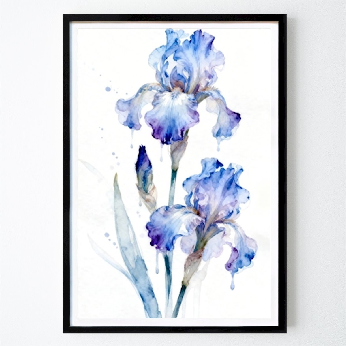 Arte Poster: Blue Iris Elegance — A Calming Minimalist Floral Watercolor Painting di Tom Flower Wall Decoration