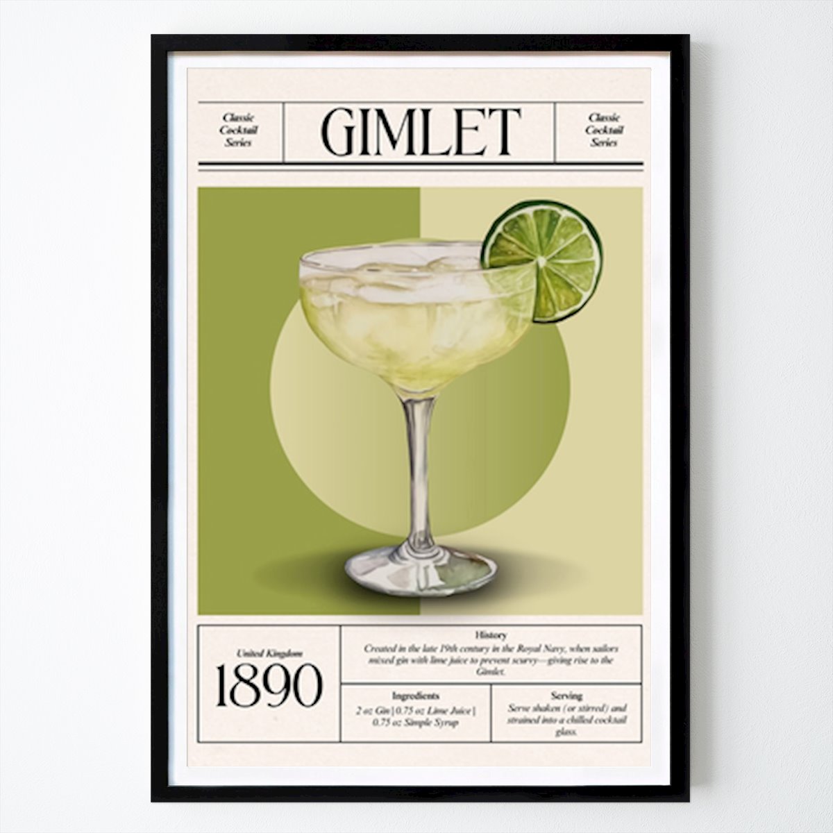 Retro & Vintage Plakat: Vintage Gimlet Cocktail – Classic 1890s Royal Navy Elegance av Yanggara
