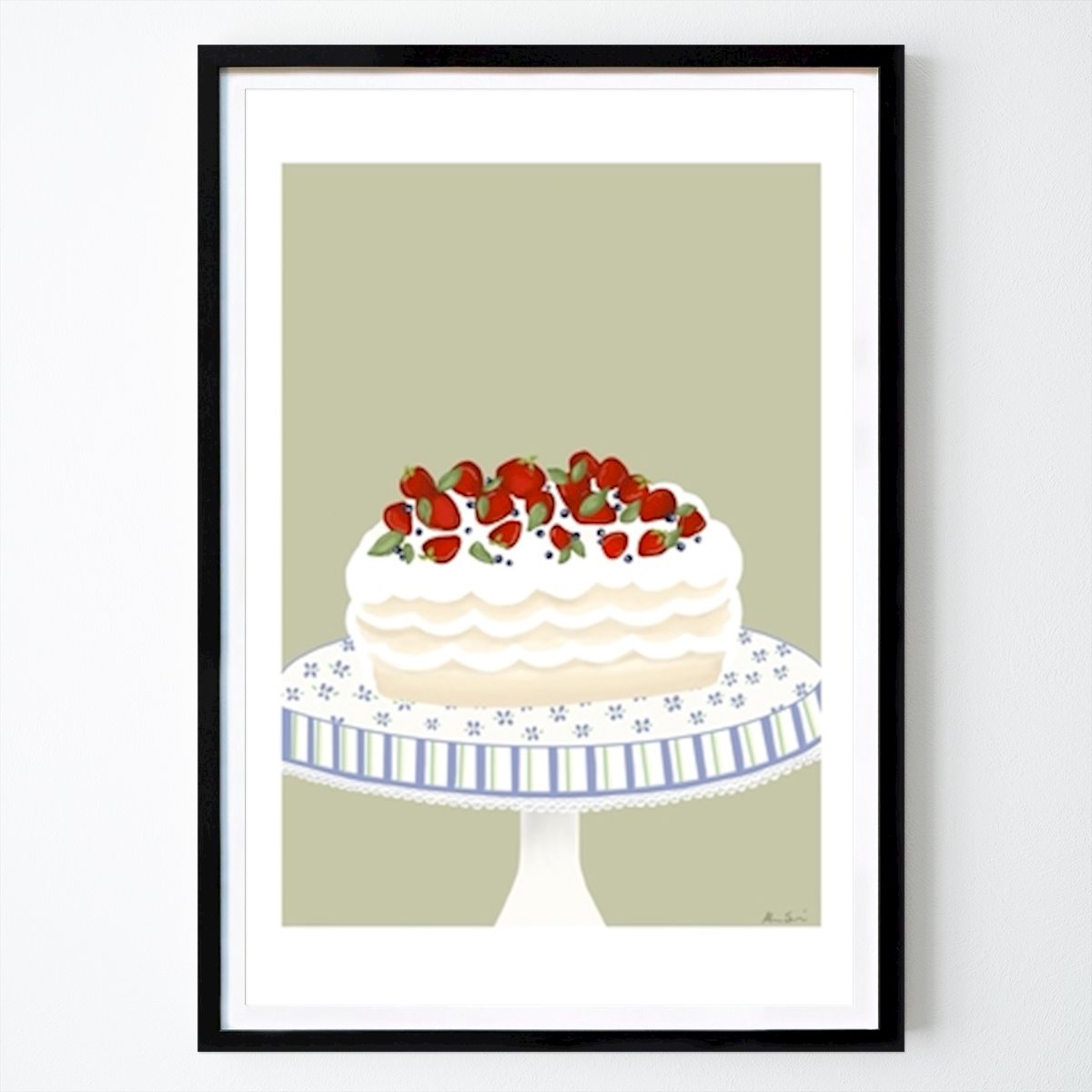 Cuisines Affiche: Gâteau aux fraises par Mira Sundén