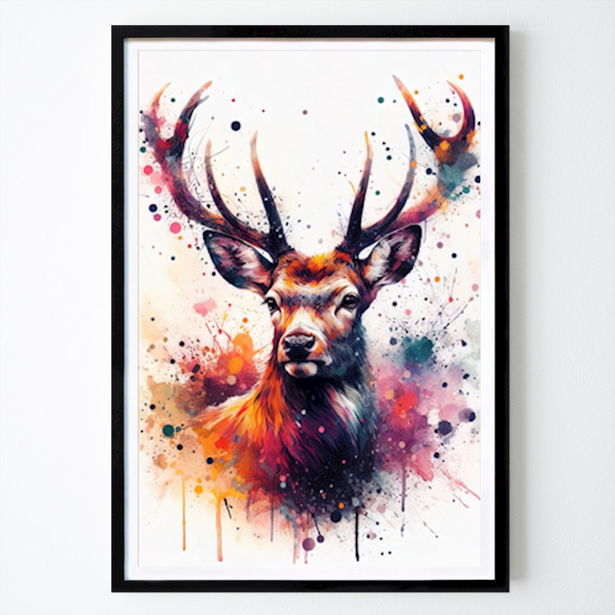 Natur Plakat: Vibrant Stag: A Splash of Color in Nature av NOBELART