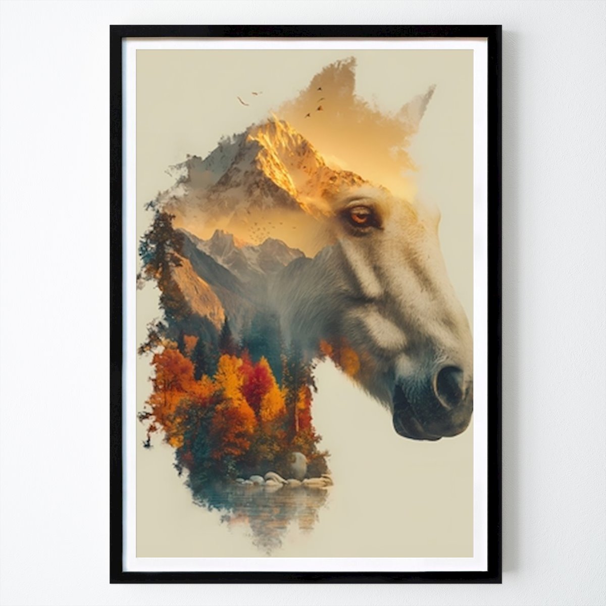 Naturaleza Póster: Majestic Equine Landscape of Horse and beautiful Nature Landscape de Ilham Purnama