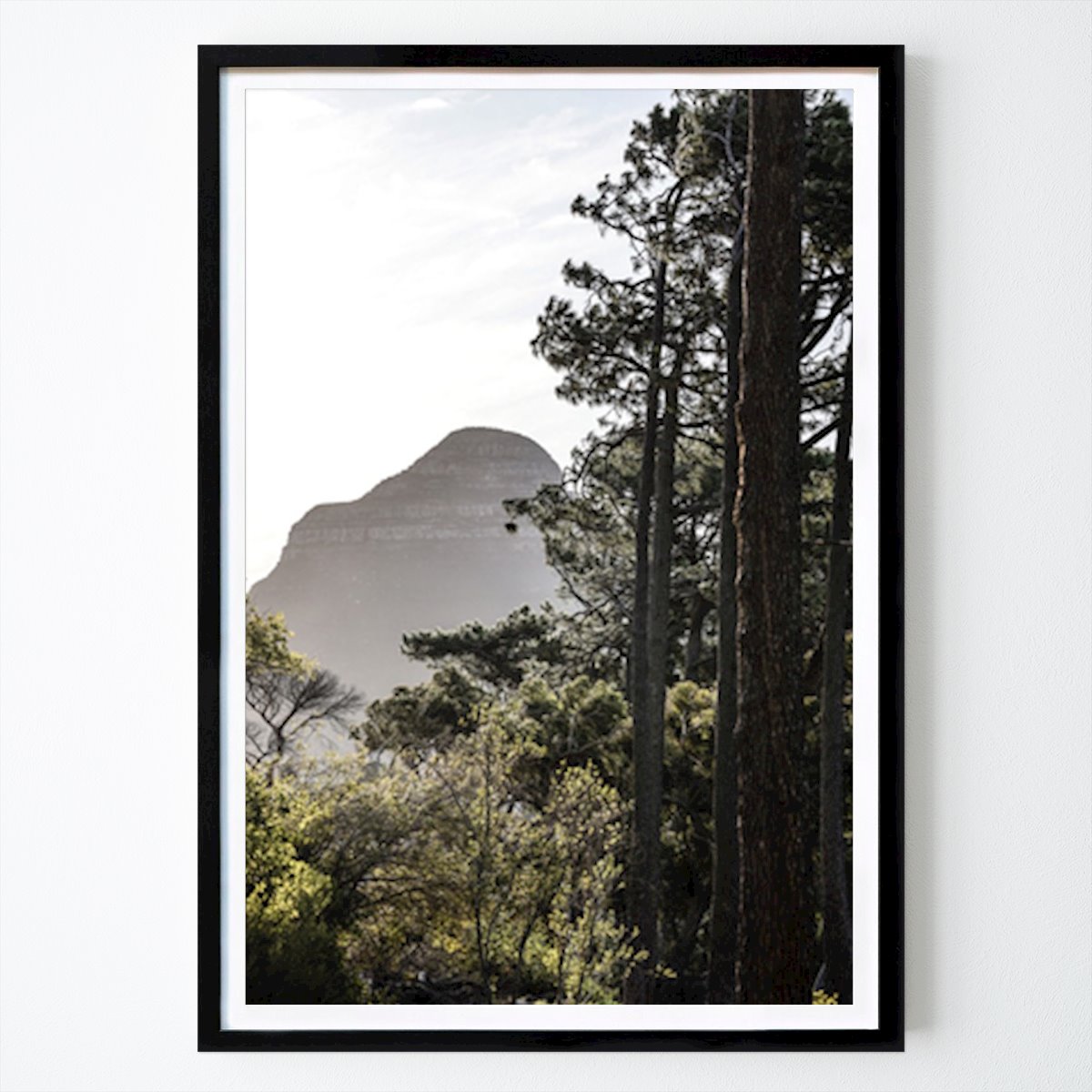 Villes & Pays Affiche: Montagne Brumeuse à travers les arbres par Shot by Clint