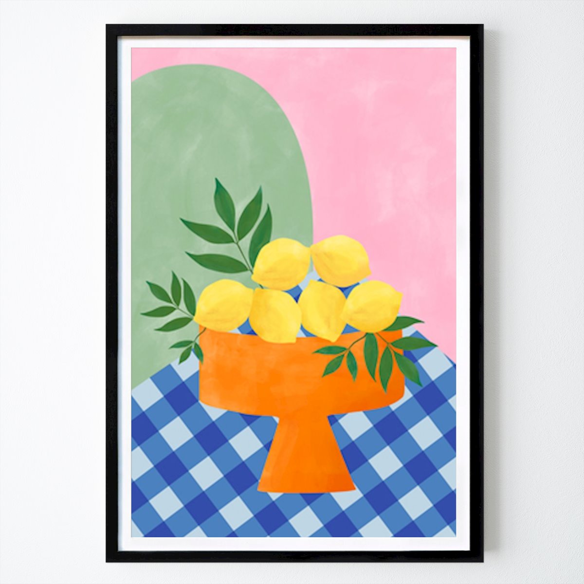 Retro & Vintage Poster: Lemons on Orange Pedestal by Elena Ristova