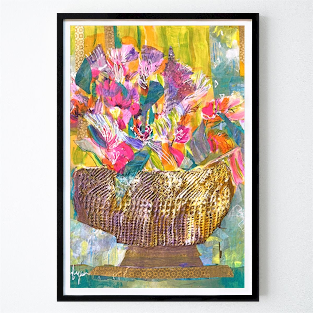 Abstract Poster: Floral Burst in Textured Vessel by Dorothy Fagan